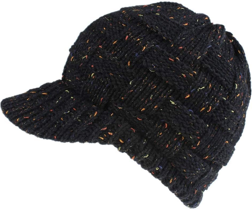 TOZLU Women'S Warm Chunky Cable Knit Messy Bun Hat Ponytail Visor Beanie Cap - Army Green image number 2