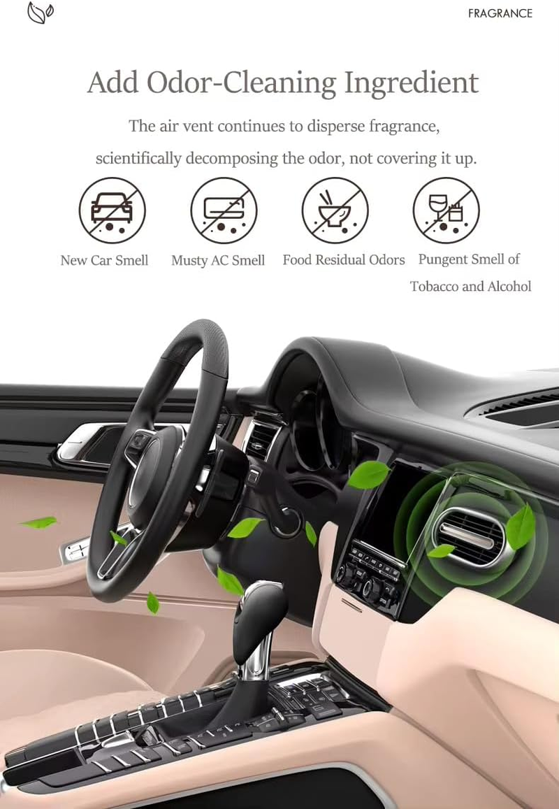 Silver Car Air Freshener Vent Clip &ndash; Ocean Scent Diffuser for Car Interior, Sleek Minimalist Design, Long Lasting Fragrance, Luxury Essential Oil Clip for Vehicle Vents image number 4