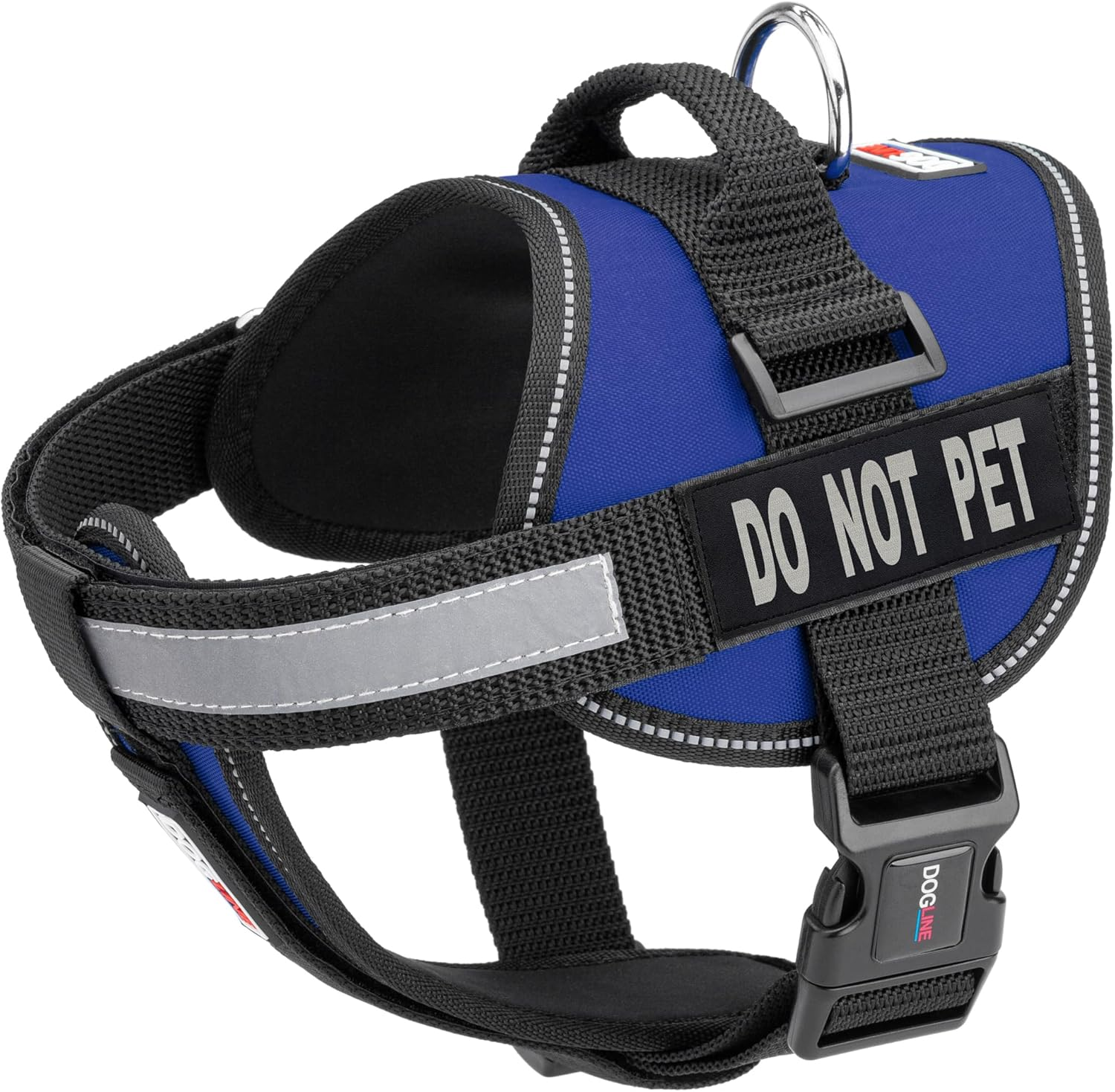 Dogline Vest Harness for Dogs and 2 Removable Do Not Pet Patches, Medium/22 to 30", Pink