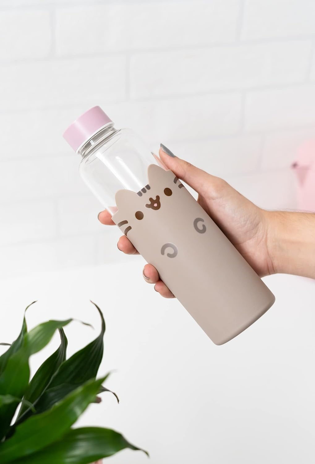 Grupo Erik Glass Water Bottle - Pusheen Merchandise - 17Oz / 500Ml Water Bottle Hot and Cold, Glass Bottle, Travel Bottles, Gym Bottle - Pusheen Gifts for Cat Lovers image number 1