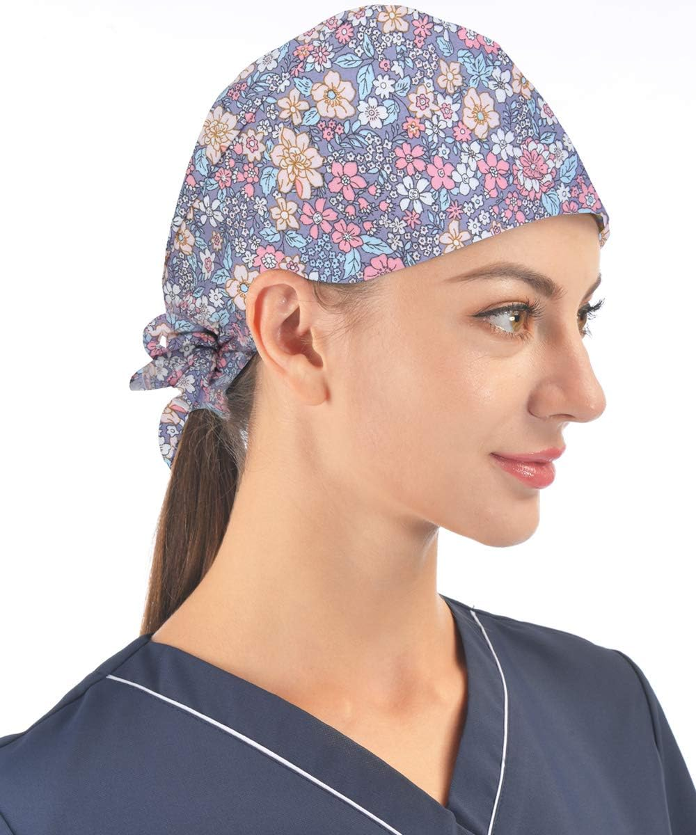 Kousenpu Working Cap Scrub Cap with Sweatband,Adjustable Scrub Caps for Women Men,One Size