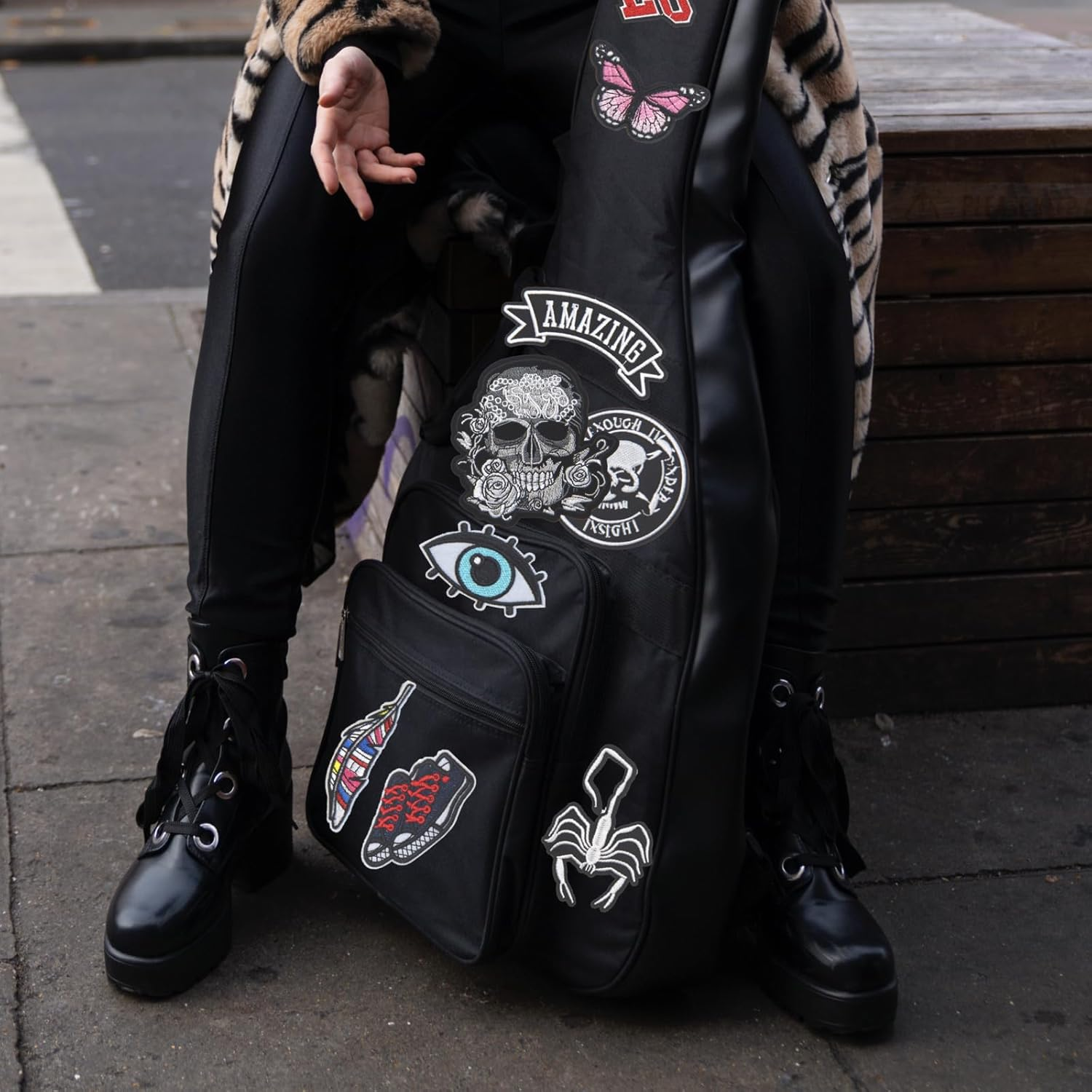 15PCS Punk Skull Iron on Patches, Scary Bone Finger Eyes Hearts Embroidered Repair Patches for Clothes, Cross Butterfly Applique for Hats, Jeans, Jackets, Bags, Backpacks, Dress, Shoes image number 1