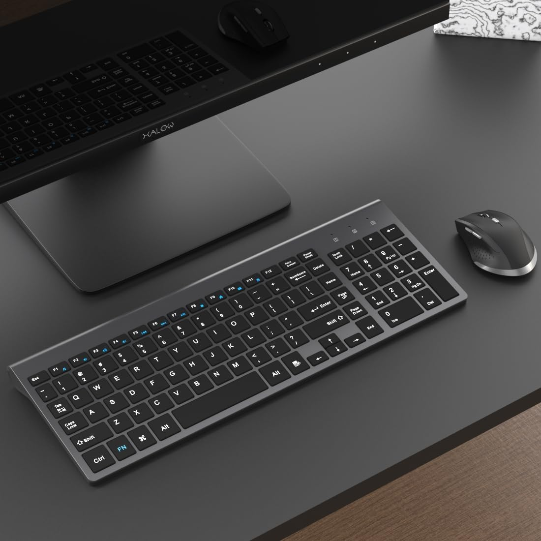 Wireless Keyboard and Mouse Combo Slim Wireless Keyboard with Numpad and Ergonomic 2400 DPI Mouse for Mac Windows image number 3