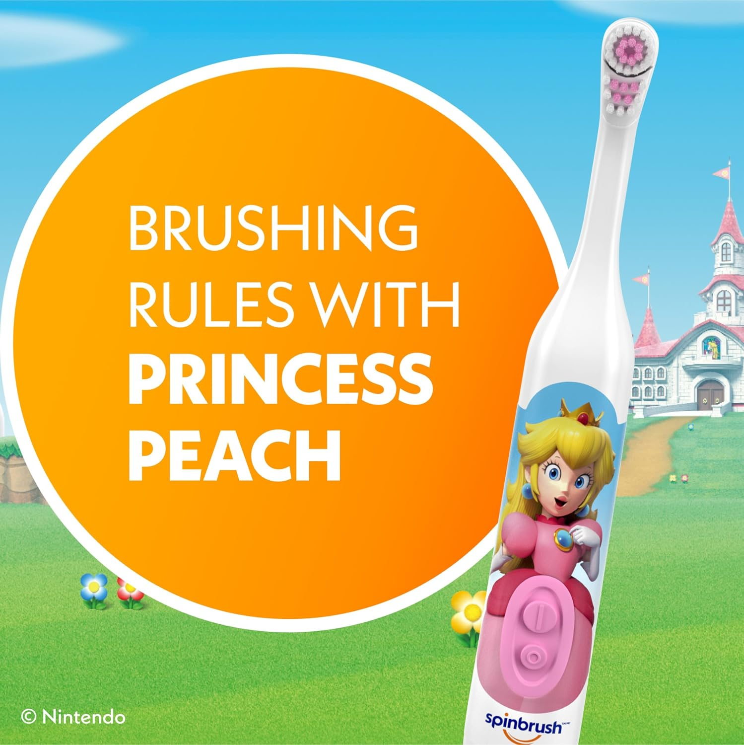 Spinbrush Princess Peach Kid&rsquo;S Electric Battery Toothbrush, Soft Bristles image number 3