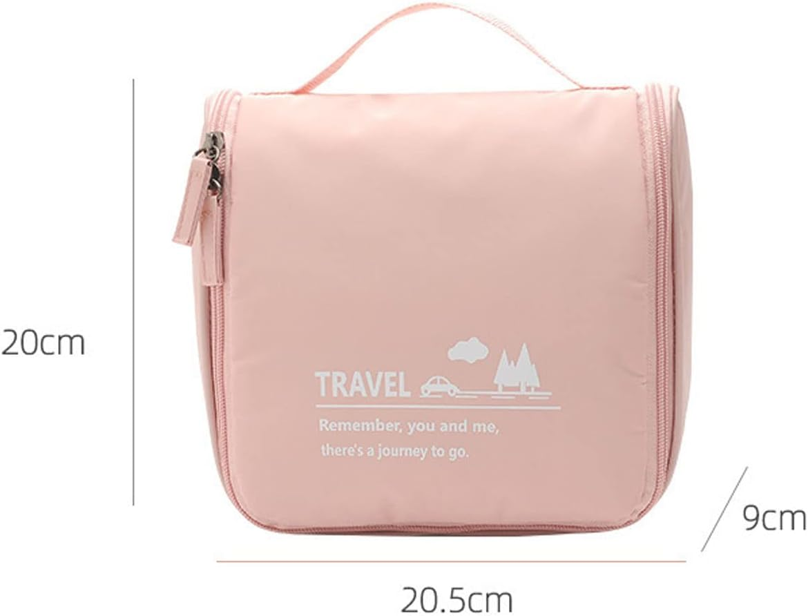 Flip Hook Type Polyester Fabric Travel Makeup Bag with Large Capacity Cosmetic, Portable Skincare Storage (Navy Bule) - Black image number 3