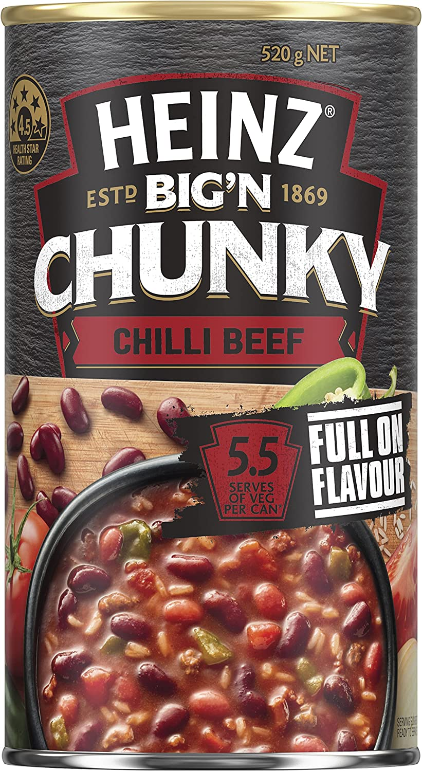 Heinz Chilli Beef Big'N Chunky Soup Family Pack Big'N Chunky Soup Canned Soup Tinned Soup 520G image number 3