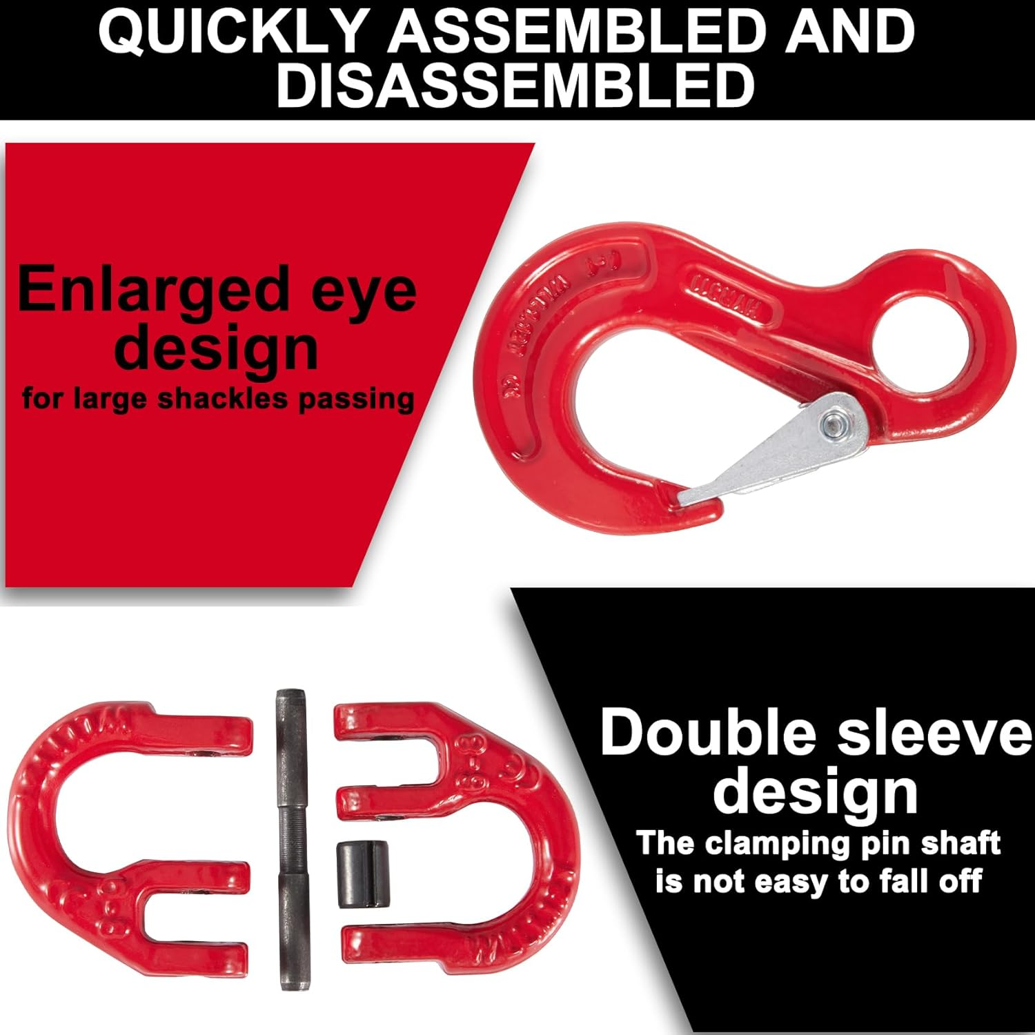 2 Pack Sling Hook with Hammerlock for Caravan Camper Trailer Safety Chain Connecting Extend (1.12T) image number 6