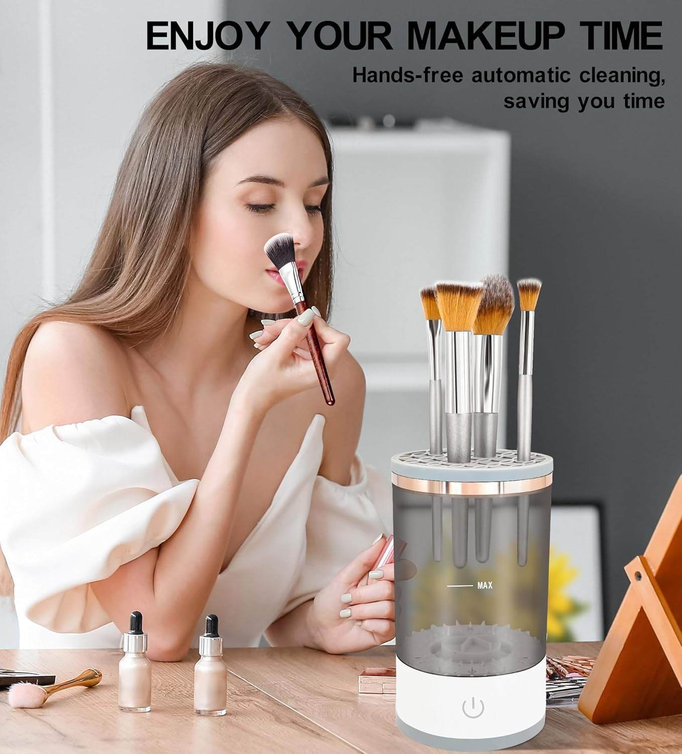 YBVABE Electric Makeup Brush Cleaner and Dryer &ndash; Rechargeable Automatic Brush Cleaning Machine for Deep Cleaning and Fast Drying All Types of Makeup Brush Types image number 6