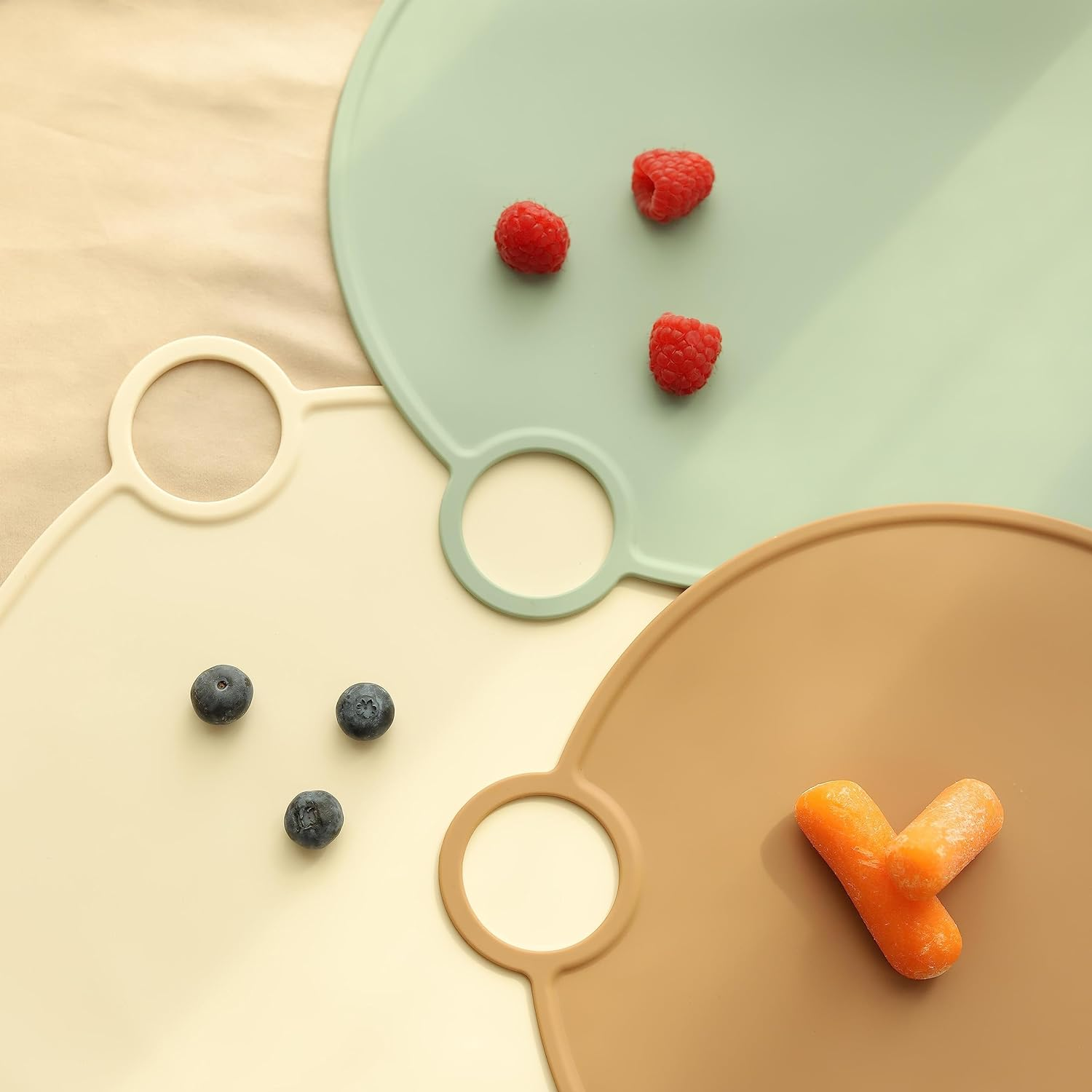 Silicone Placemat for Kids Toddlers Baby, Non-Slip Kids Placemats for Dining Table, Wipeable Stain Resistant Baby Food Eating Mat Hanging for Storage, Dishwasher Safe (Moody Blue) image number 4