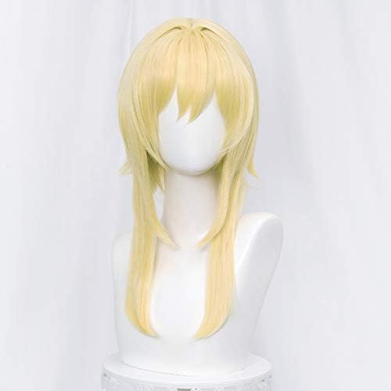 LABEAUT&Eacute; Anime Yellow Wig for Lumine Cosplay Wig Blonde Straight Hair with Bangs + Cap (Traveler-Lumine)