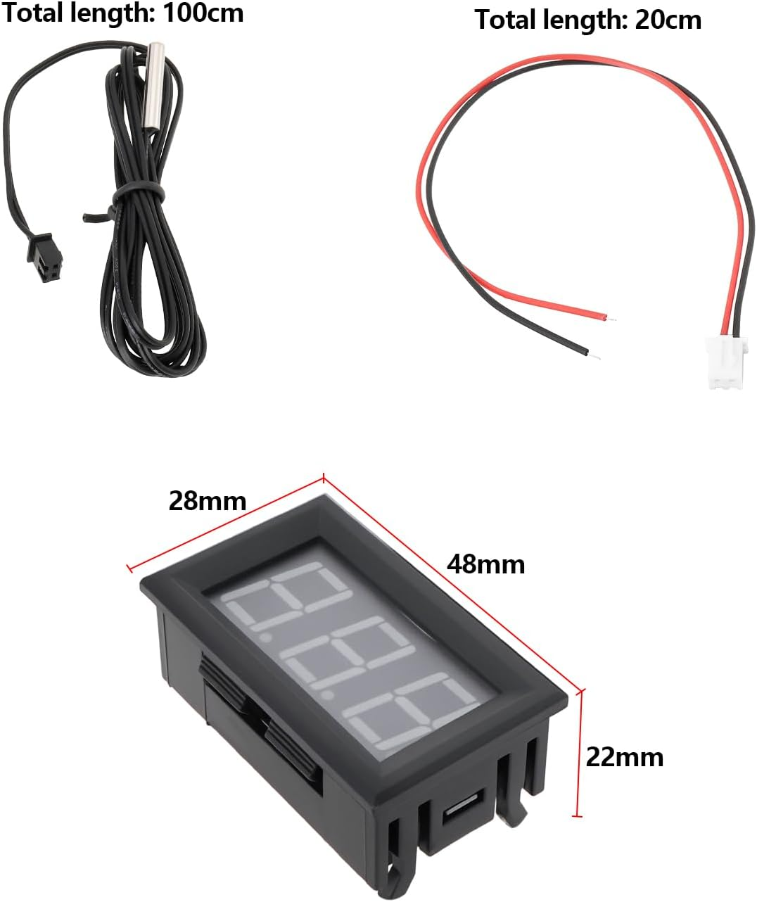 YINETTECH 2Pcs -50~110 &deg;C DC 5-12V Digital Display Thermometer Suitable for Temperature Measurement of Fish Tanks Refrigerators and Water image number 5