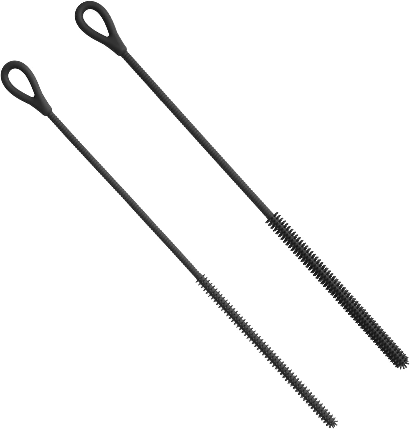 2 Pcs Silicone Straw Cleaner Brush Reusable Straw Cleaner Pipe Cleaning Brush with Aniti Slip Long Handle for Glass Pipe 6Mm and 9Mm(Black,2)