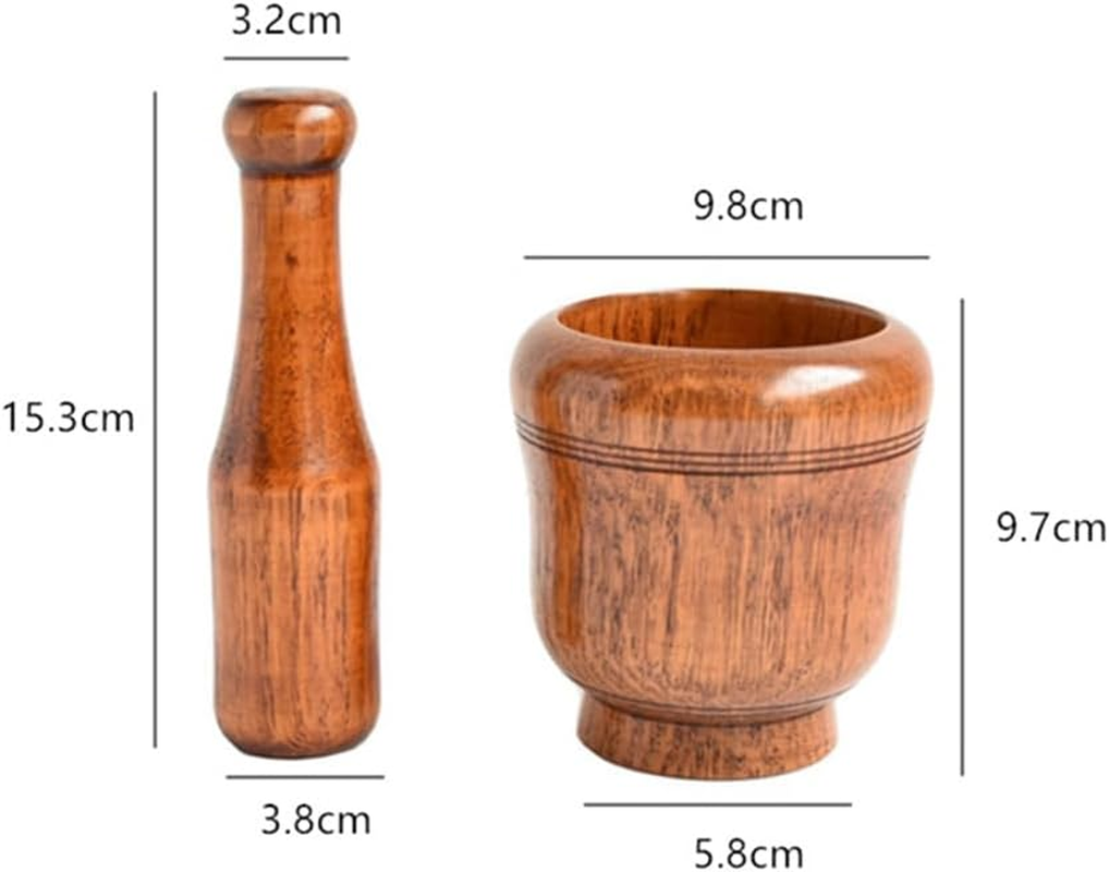 Wooden Mortar and Pestle Set,Mortar and Pestle Wood Wooden Mortar Pestle Grinding Bowl Set Garlic Crush Pot Kitchen Tool Easy Install image number 2