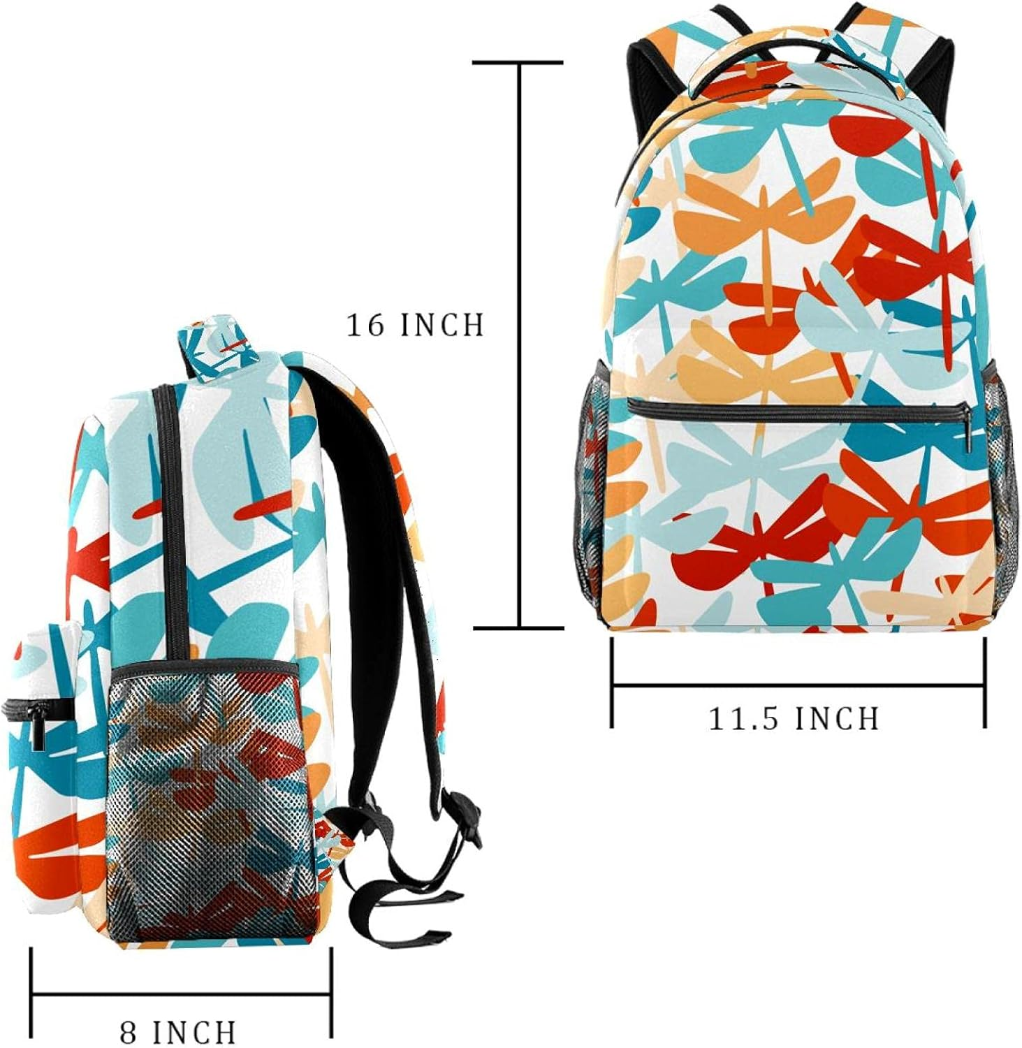 Dragonfly Silhouettes Backpack Students Shoulder Bags Travel Bag College School Tote Backpacks image number 5