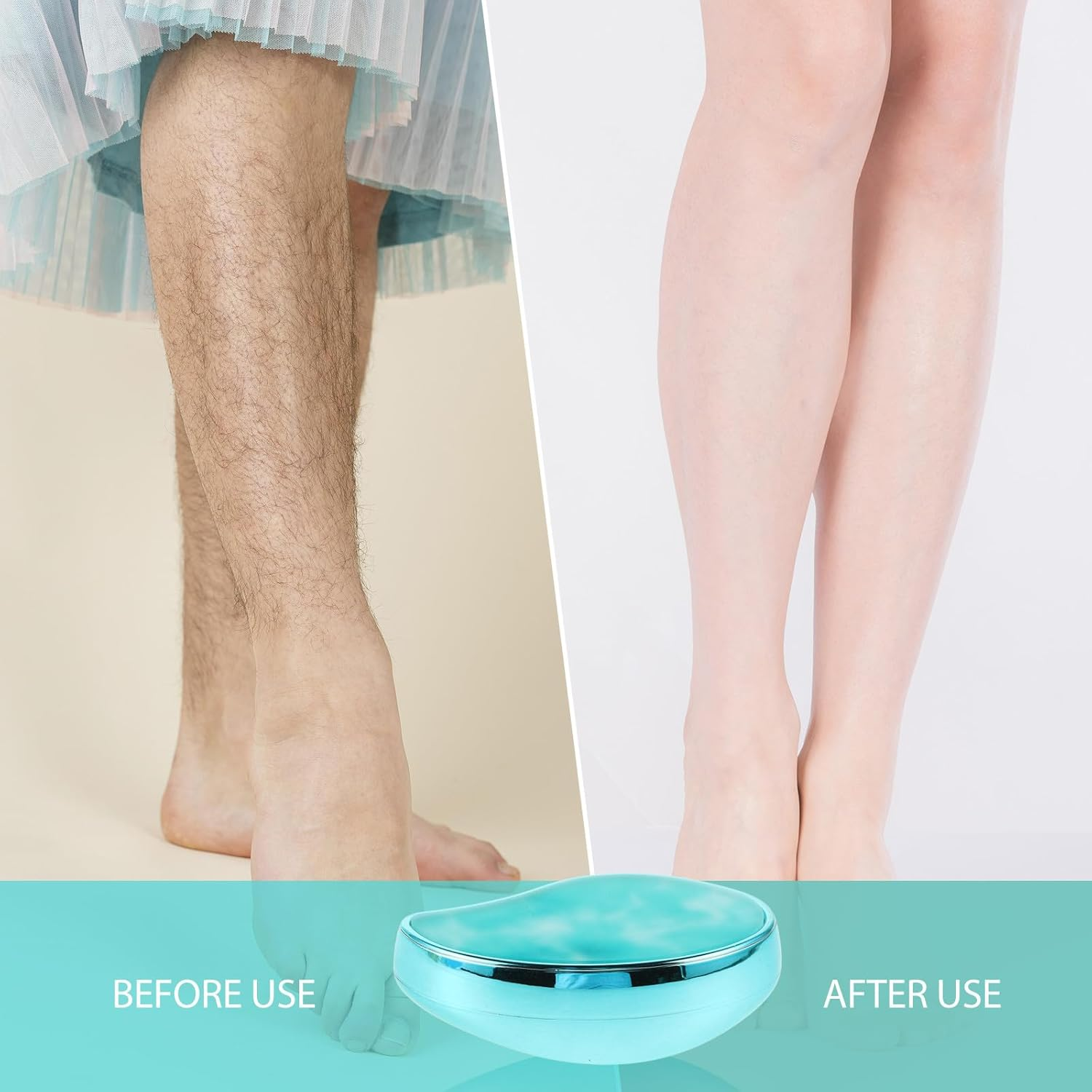 Baluue Women&rsquo;S Hair Remover and Foot File Exfoliation Tool with Nano Glass, Gentle Skin Scraper for Heel Care, Marble Pattern Handheld Hair Removal Device for Home Use, Light Blue image number 6