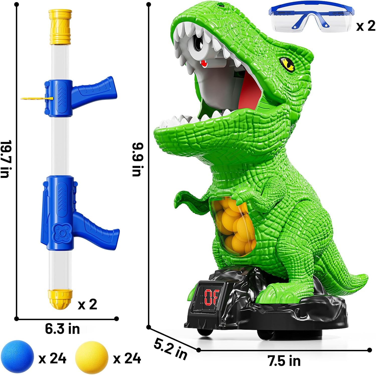 NIPLOOOW Moveable Dinosaur Shooting Toys for Kids 3-8 Years, Movable Shooting Target Toy with Air Pump Guns, Interactive Competition Game for Boys and Girls Ages 3 4 5 6 7 8 Years Old