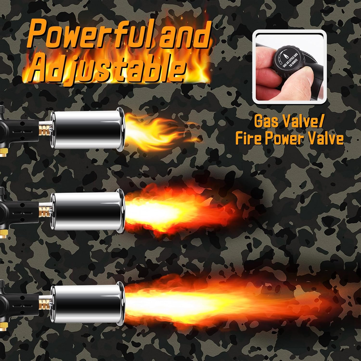 Powerful Cooking Torch with Adapter - Professional Propane & Butane Grilling Torch for Sous Vide, Searing Steak, Outdoor Charcoal Starter, BBQ Tool Culinary Torch (Propane Tank Not Included)