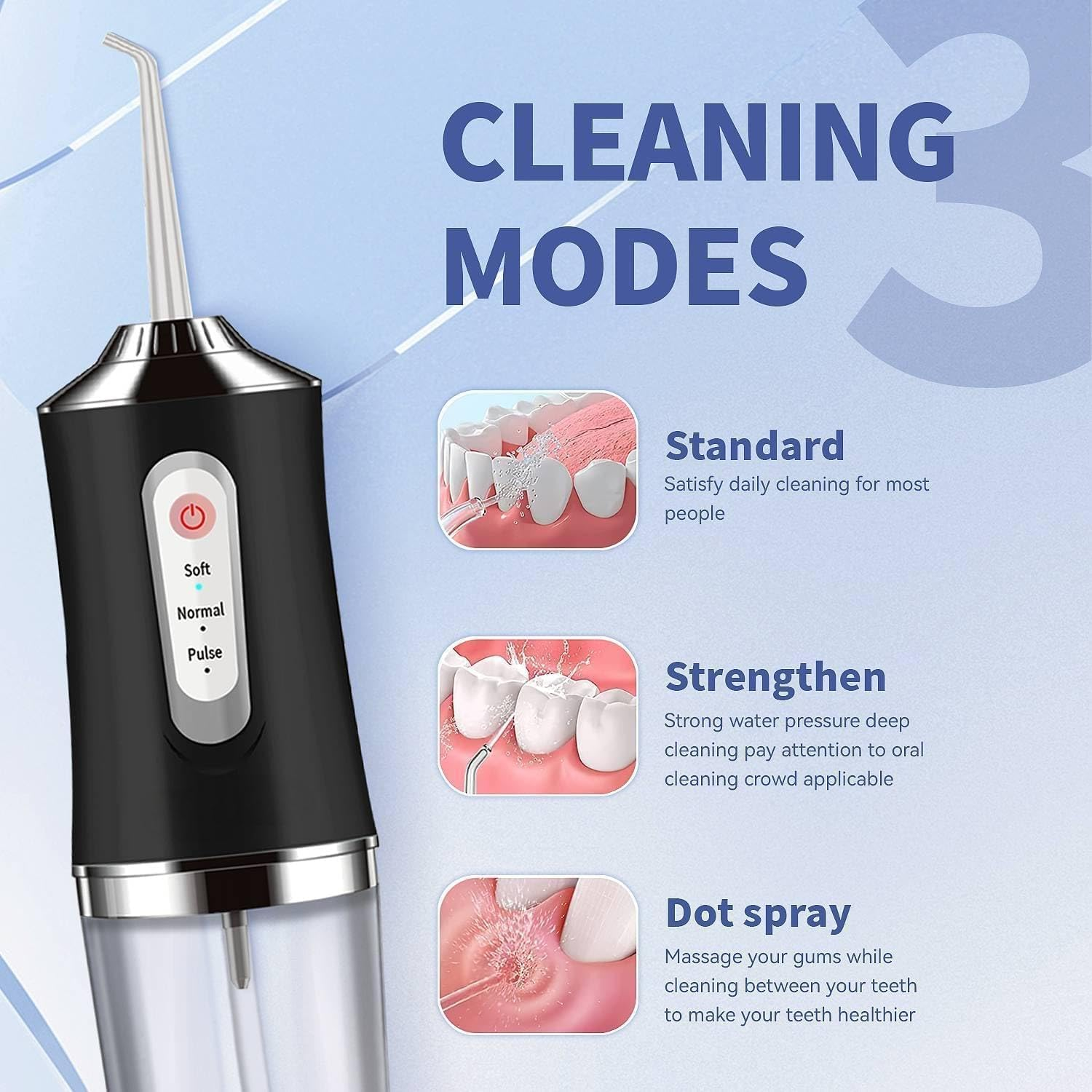 LYMI Water-Flosser-Teeth-Cleaner, Rechargeable - Waterproof, Portable Cordless Dental Oral Irrigator, Water Flossers for Teeth, 3 Modes 4 Nozzles, for Home&Travel image number 5