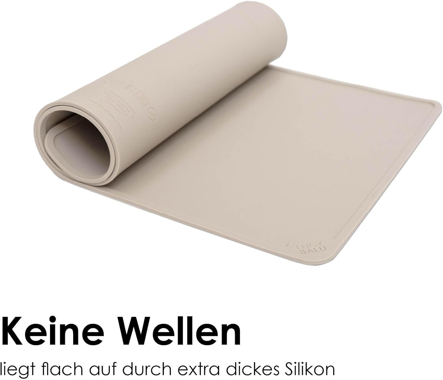 Lucybalu&reg; Bowl Mat for Cats, Cat Mat for Water & Food Bowl, Silicone Mat as Non-Slip Mat for Cat Bowl, Feeding Mat, Cat Feeding Mat, Rectangular, XL Taupe image number 1