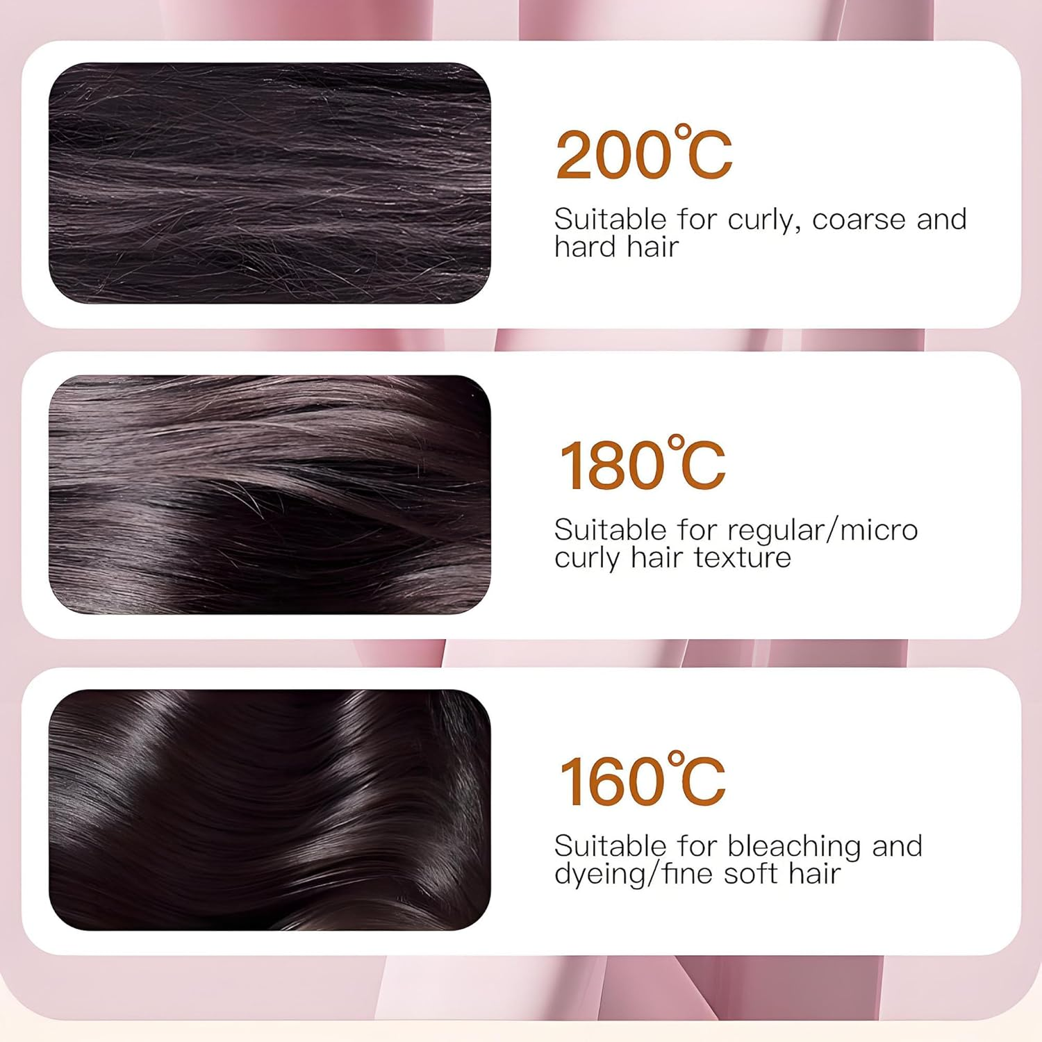 QFFAFAR Glambrush Mini Hair Straightener, 2-In-1 Mini Cordless Hair Straightener Comb, anti Scald Shell, 3-Speed Temperature Control,Mini Straightener,Lightweight Travel Straighteners Brush for Women (Black) - Pink image number 4