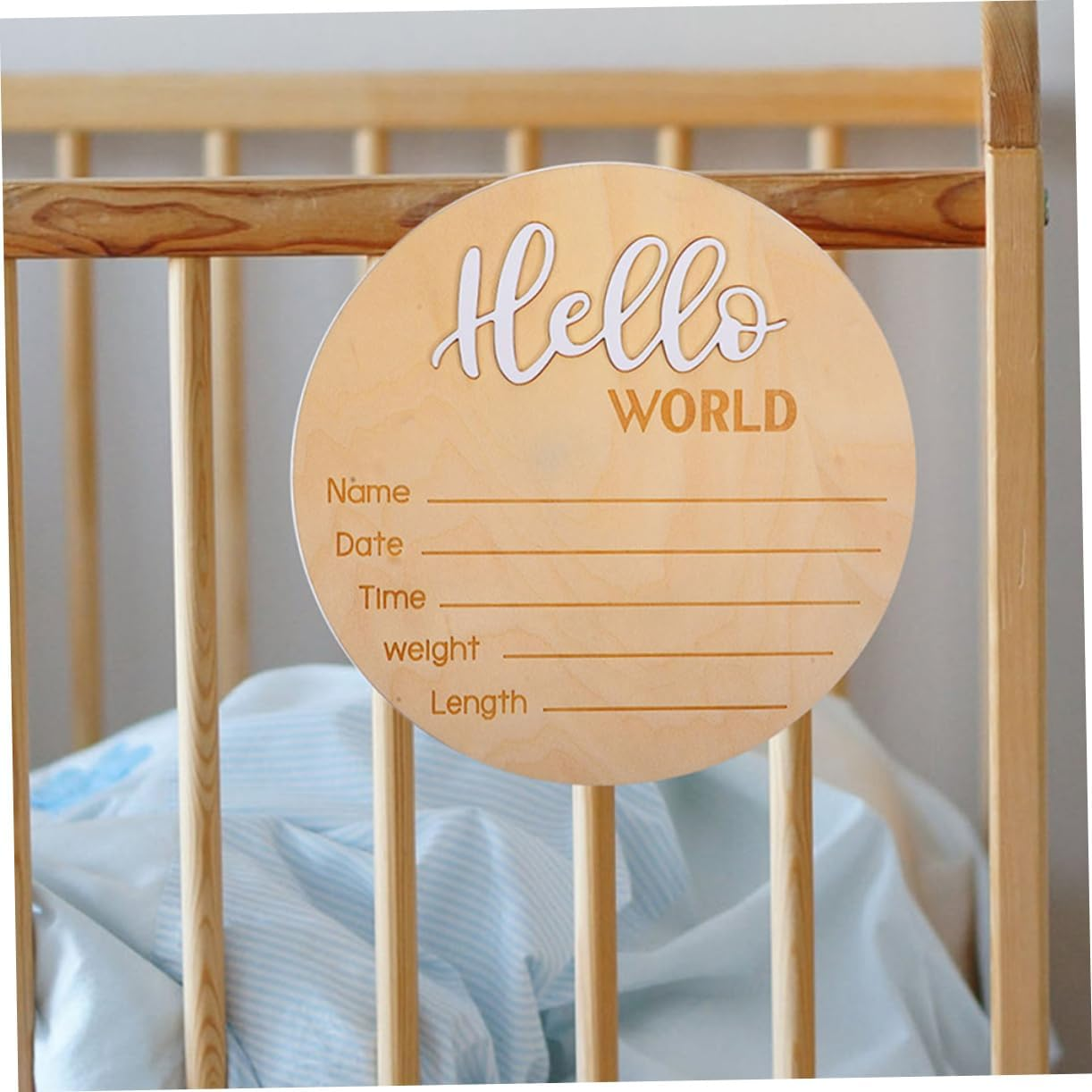 2 Pcs Wooden Birth Announcement Signs Newborn Name Board for Hospital Photography Prop Sturdy Arrival Plaque with Chic Design image number 4
