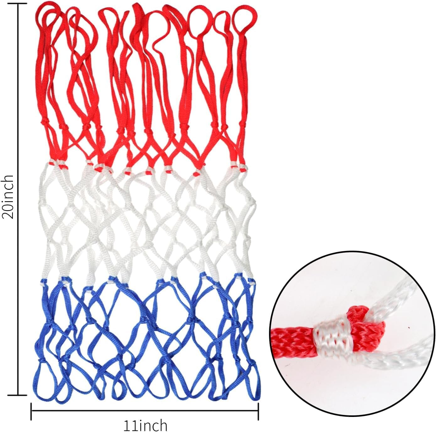 Shuoteng Basketball Hoop Ring Rim Goal Net, 1Pc Heavy Duty Basketball Hoop Net, Polyester Braided Multicolor Basketball Net Replacement image number 1