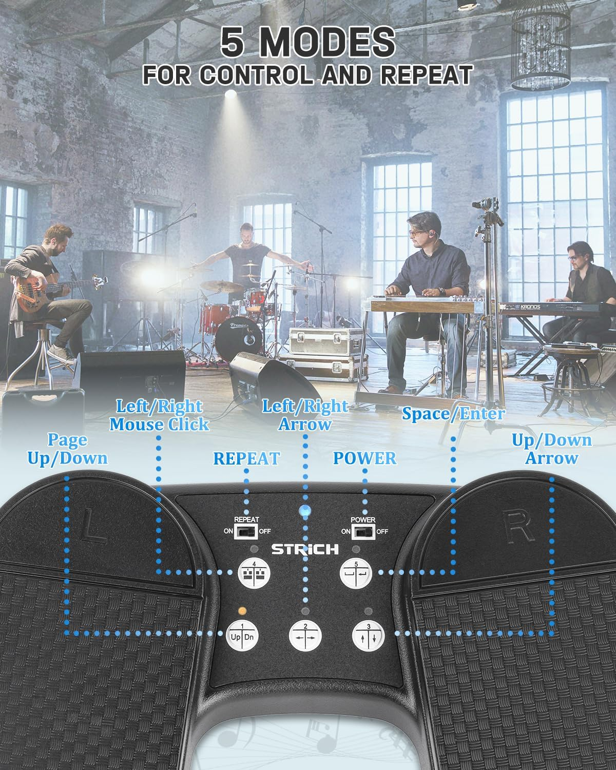 Wireless Page Turner Pedal for Ipad, STRICH Rechargeable Music Page Turner Pedal, USB Silent Foot Pedal for Tablets Smartphones Ipad Pro Multimedia Platforms PC, SPT-10 image number 6