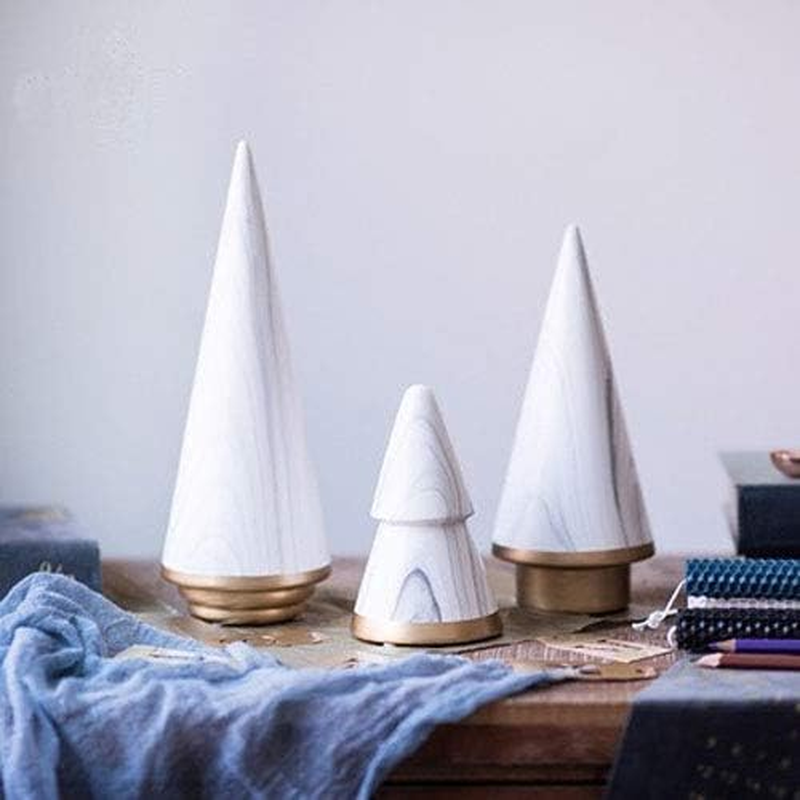 Kiaotime Simple Elegant Ceramic White Gold Christmas Tree Tabletop Counter Centerpiece Mantel Shelf Home Decor Accents Xmas Christmas Tree Decoration Ornament (Complete Set of 3) image number 4