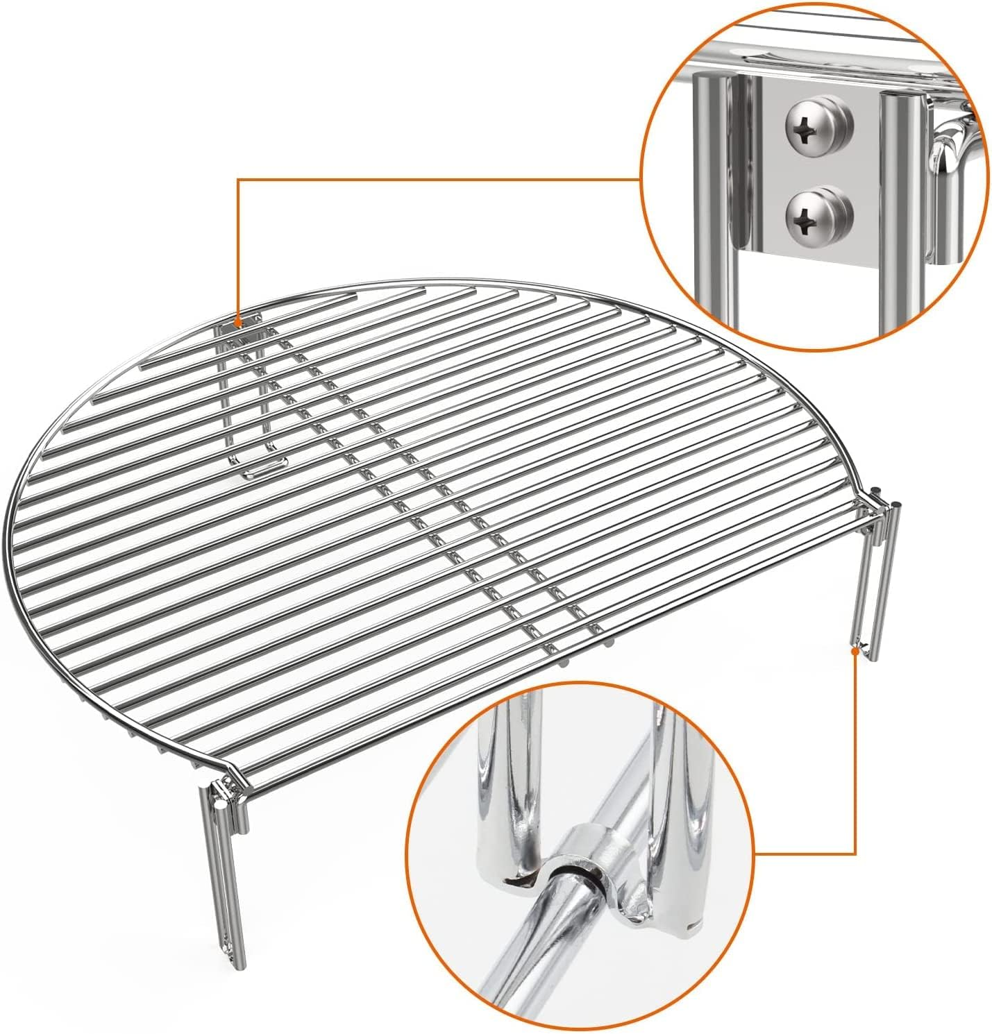 Mixrbbq Grill Expander Rack for Big Green Egg Large & XL, Kamado Joe Classic Ceramic Grill, Chargriller 18" Akorn, Weber Kettle Grill Gas Grills, Stainless Steel Stack Rack Expansion Grilling Grid image number 2