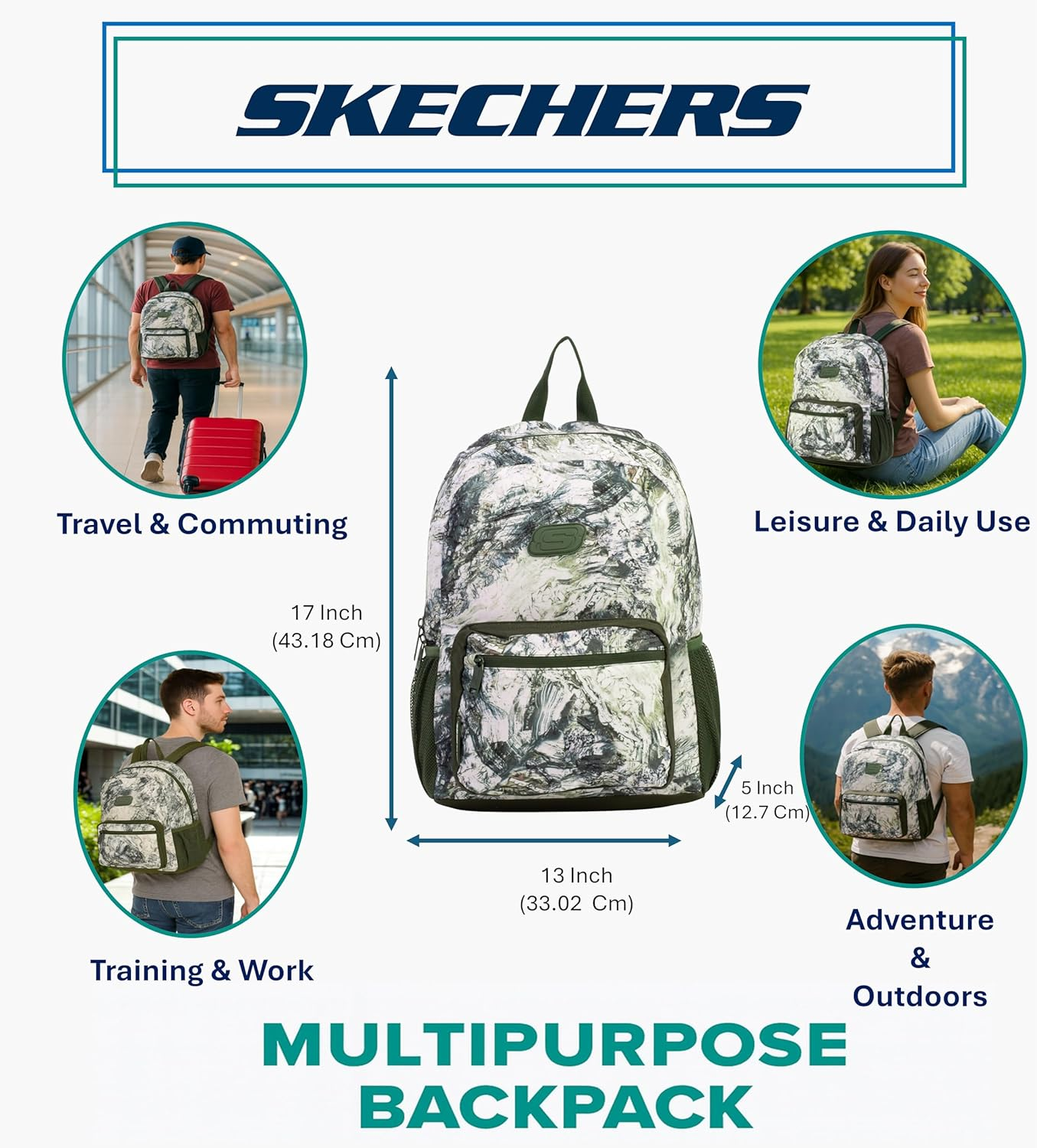 Skechers 365 Trail Quest Travel Backpack. Multipurpose Back Pack. Durable & Stylish School Backpack and Laptop Bag image number 6