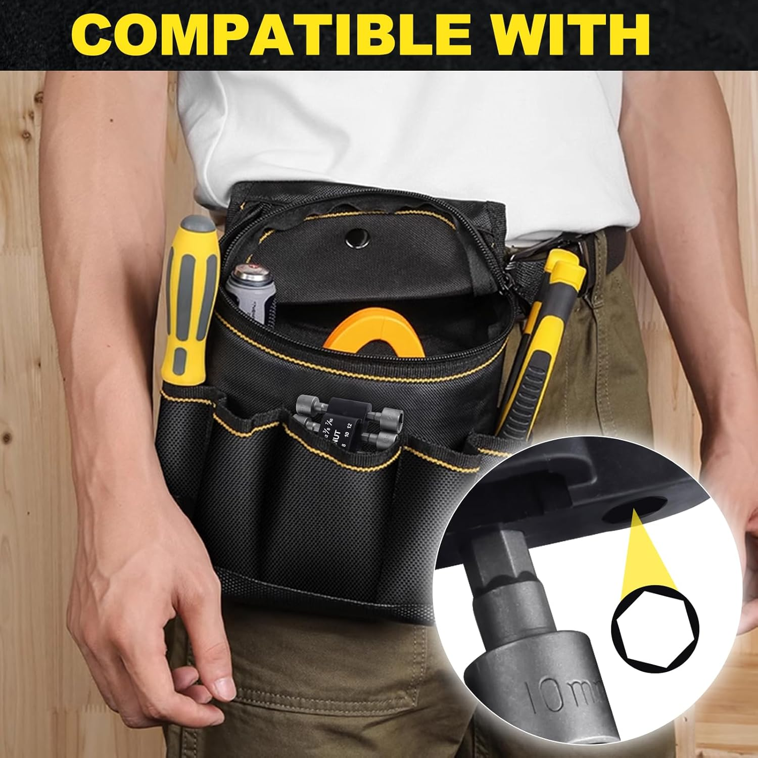 LEONTOOL 14PCS Power Nuts Driver Drill Bit Tools Set 1/4" Hex Socket Adapter Bolt Drivers Repairing Tool Kit SAE & Metric Socket Wrench Screw for Electric Screwdriver, Hand Drill, Socket Wrench image number 4