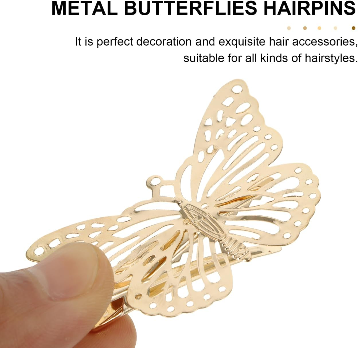 Healvian 12 X Metal Hair Clips Butterfly Hair Clips Butterfly Hair Butterflies Duckbill Hair Clips Butterfly Hair Clips with Large Bow Hair Pin Golden