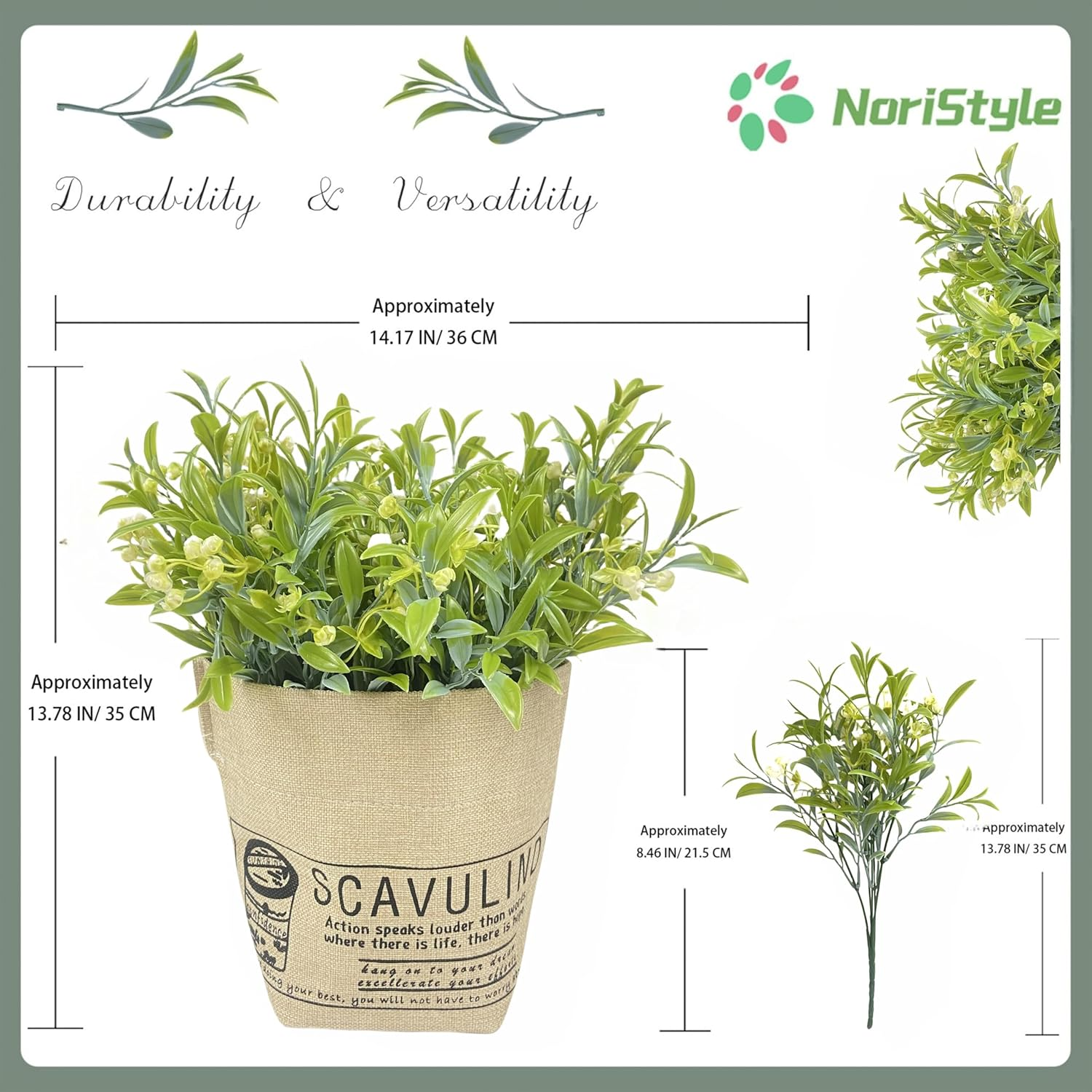 N&zwnj;Oristyle White Artificial Flowers with Burlap Bag &ndash; Subtle Sheen Small Potted Fake Plastic Baby'S Breath Flowers 6-Pack for Spring Summer Home Indoor Table Wedding Outdoor Porch Garden Decor image number 4