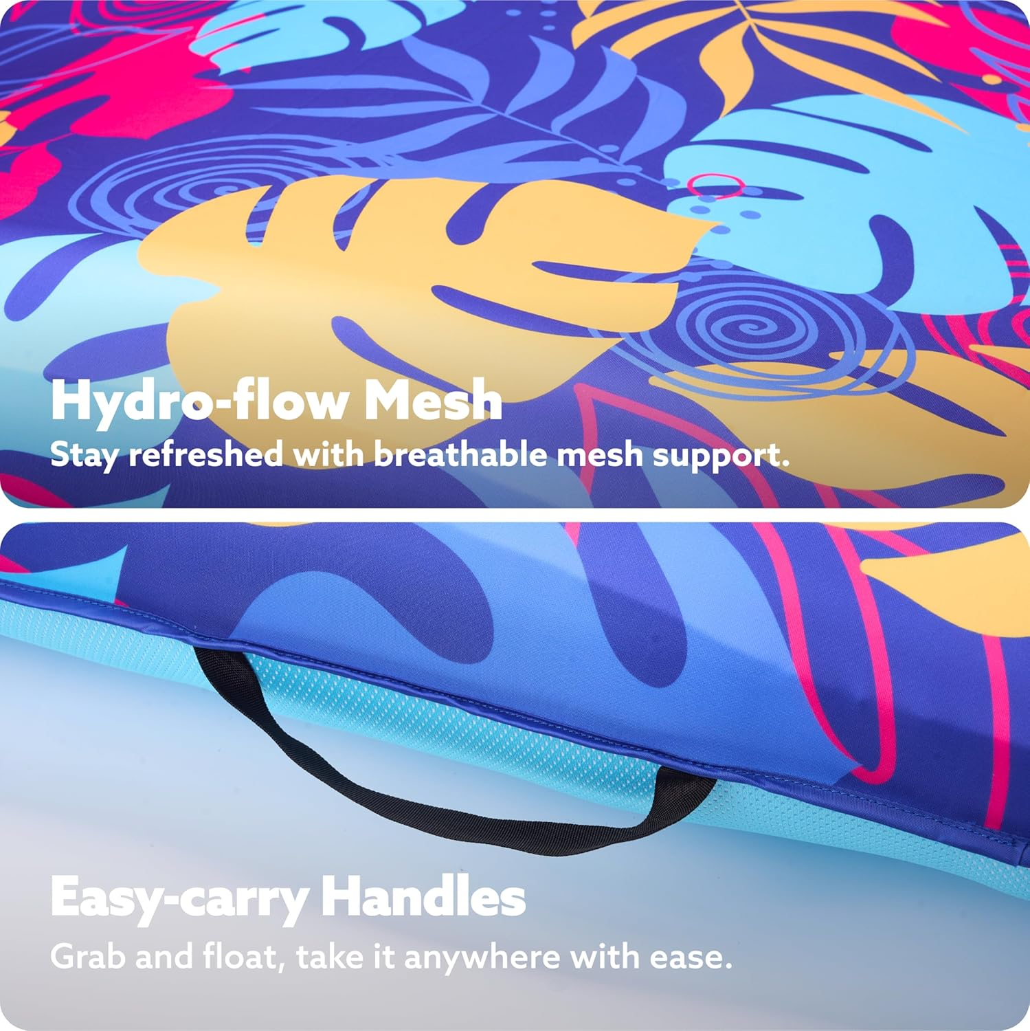 Sloosh Inflatable Pool Floats Lounge - XL Fabric Covered Pool Mat Floaties for Adults, Ultra Comfort Water Floating Lounger with Headrest for Beach Lake Swimming Pool Sun Tanning Float Raft (72"X34")