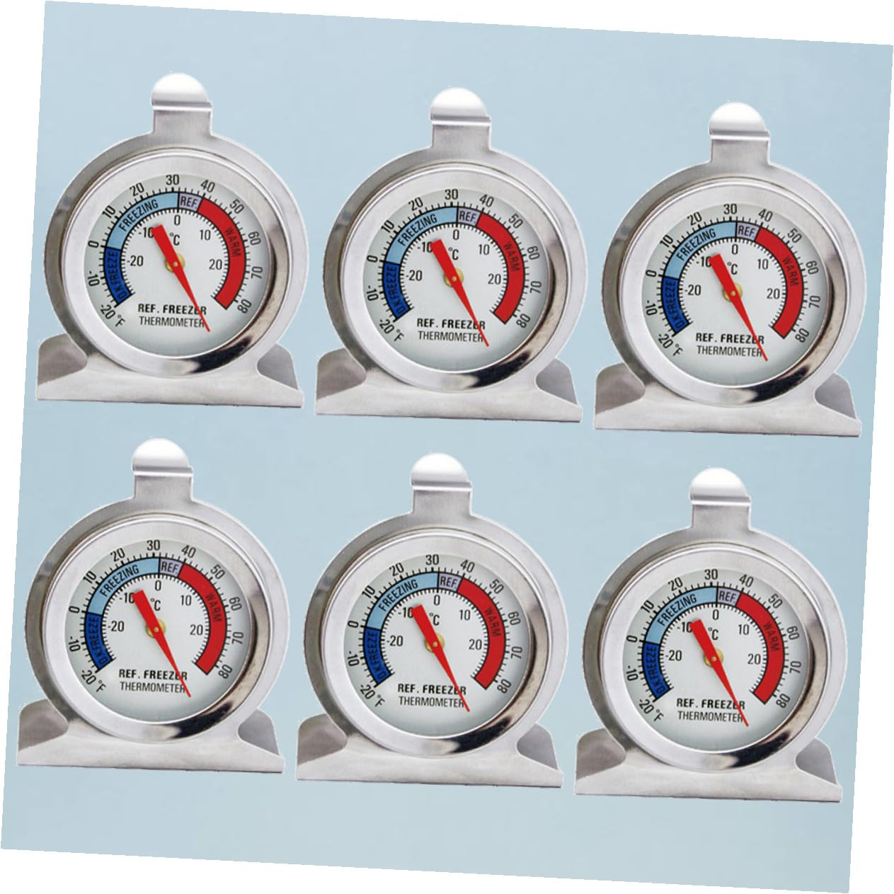 Luxshiny 6Pcs Stainless Steel Refrigerator Freezer Thermometers with Paper Package Small Indoor Temperature Gauges for Home and Office Use Easy to Install and Portable Silver image number 3