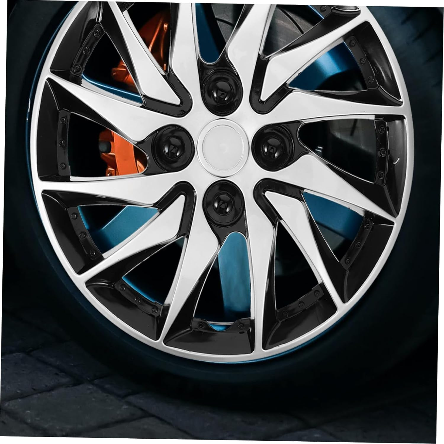 MUELODSIC Dual Color Automotive Hubcap Covers Wheel Covers for Car Easy Installation Removal Enhance Vehicle Look image number 1