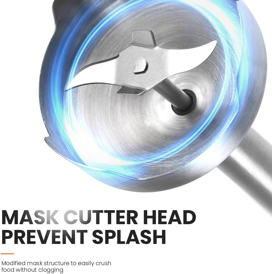 MIUI Hand Immersion Blender, Powerful 1000W 4-In-1, 9-Speed Immersion Multi-Purpose Stainless Steel Stick Blender,700Ml Mixing Beaker,500Ml Food Processor,Whisk image number 6