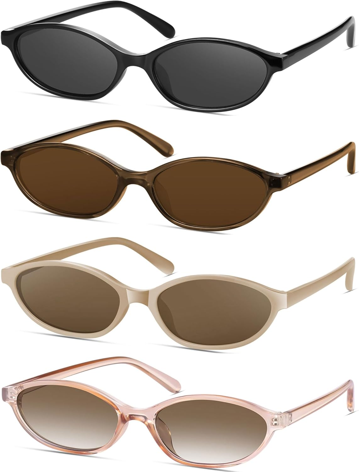 Retro Oval Cat Eye Sunglasses for Women Y2K Designer Trendy Narrow Shades UV Protection Sun Glasses