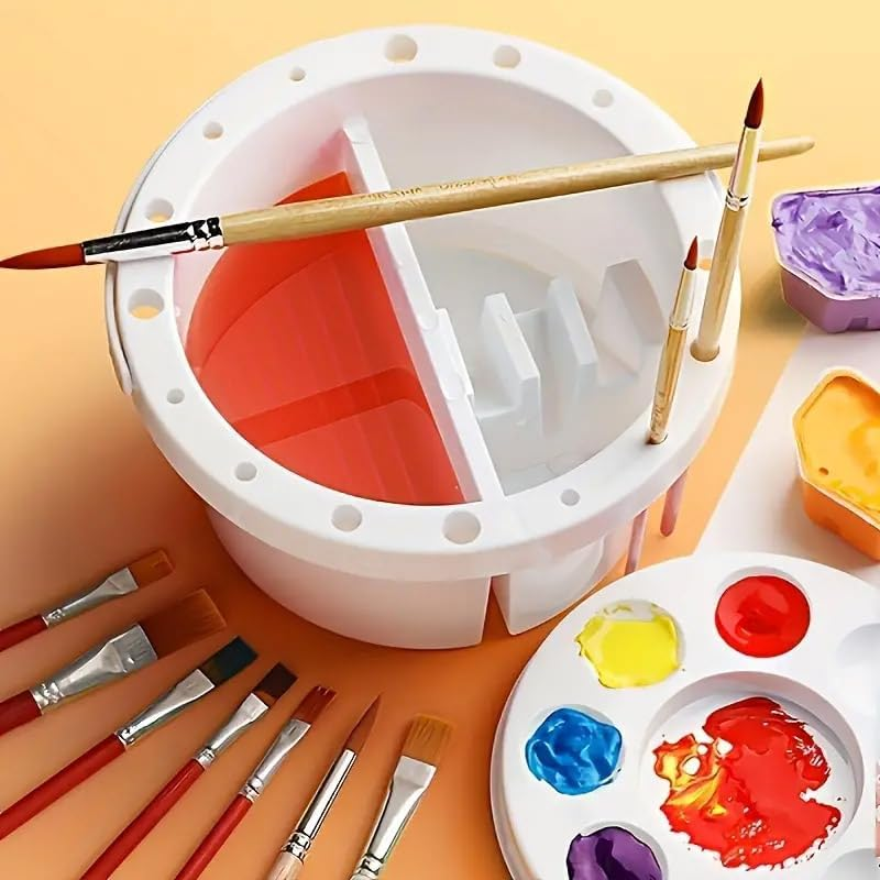 AIMALL Portable 3-In-1 Watercolour Palette - Pencil Washing Bucket with Integrated Palette, Fine Arts Paint Cleaning Tank, Compact Design for Art Students and Professionals image number 3