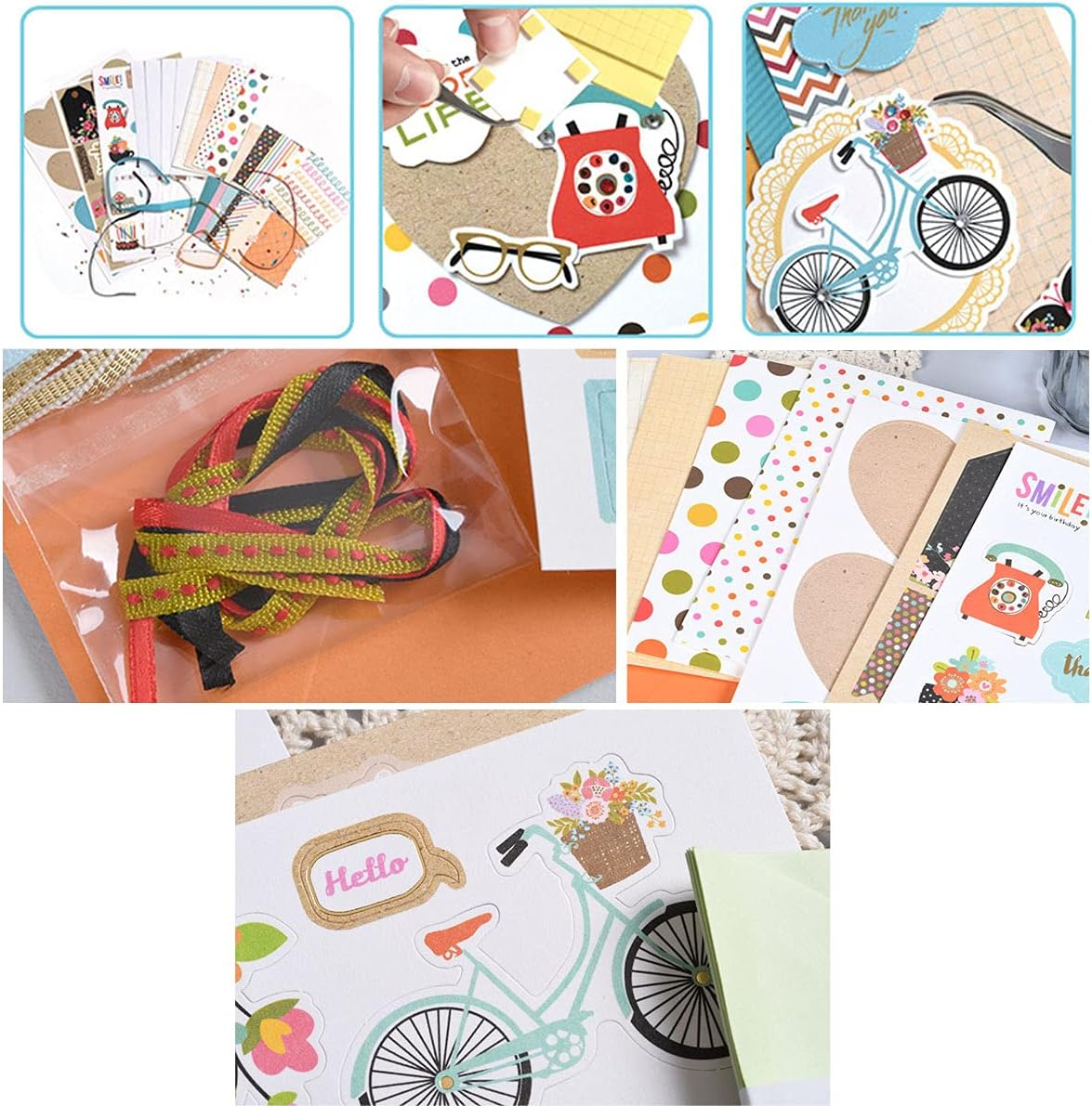 Huralona Handmade DIY Greeting Card Kits Includes 16 Blank Cards 16 Colorful Envelopes with Decoration Accessories for Craft Birthday Thanksgiving Christmas Wedding Invitation Card Making Green - Orange image number 5