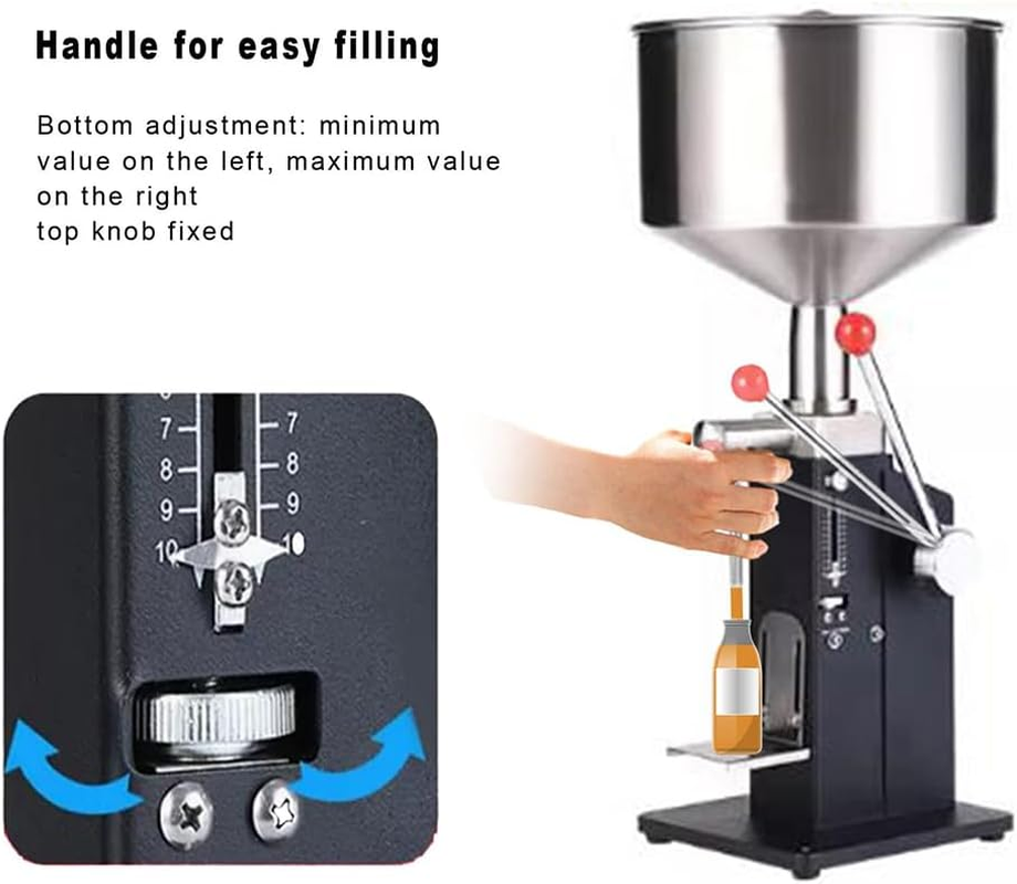 Peiqi Manual Paste Liquid Filling Machine,Adjustable Bottle Filler A03 Pro High Precision Anti-Drip Liftable Tray Suitable for Honey Oil Shampoo Sesame Paste (5-100Ml) image number 2