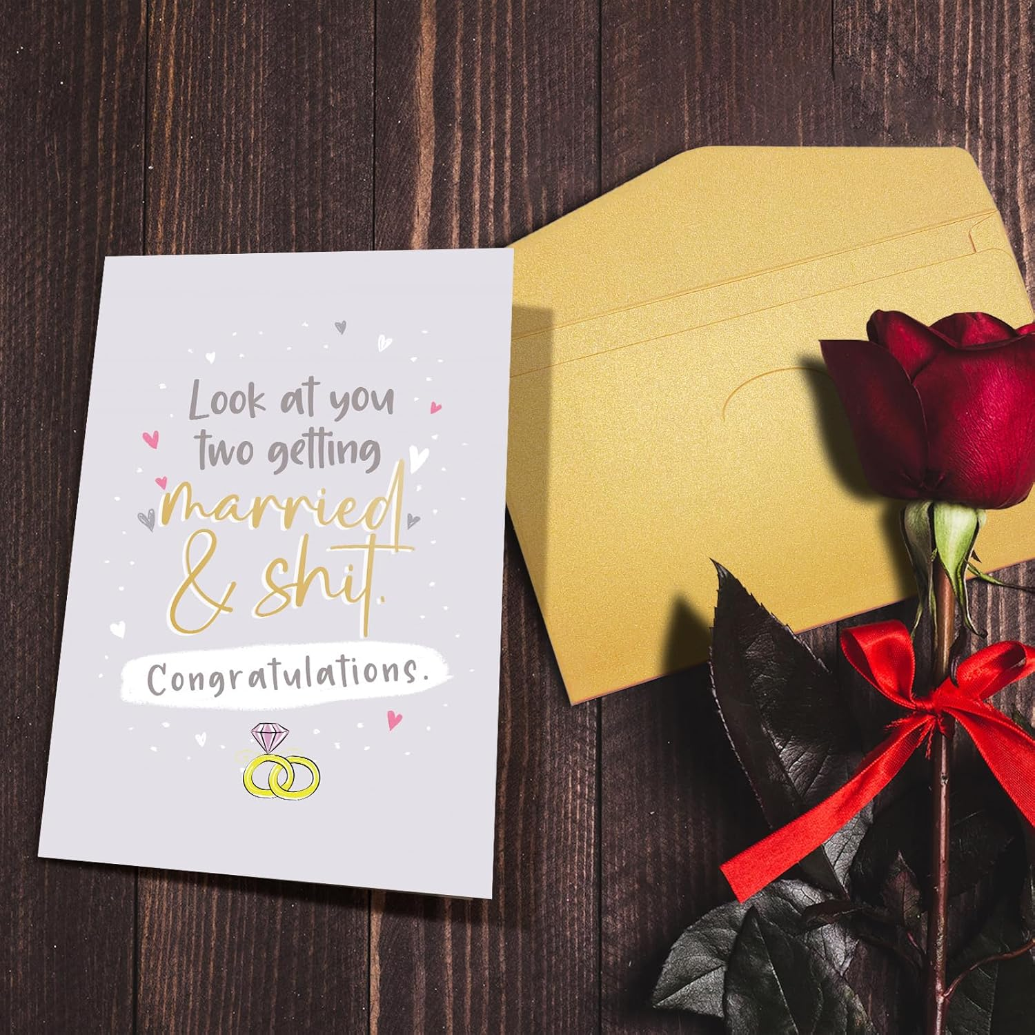 Nchigedy Funny Marriage Congratulations Card, Rude Engagement Card for Friend, Hilarious Wedding Cards, Looking at You Two Get Married