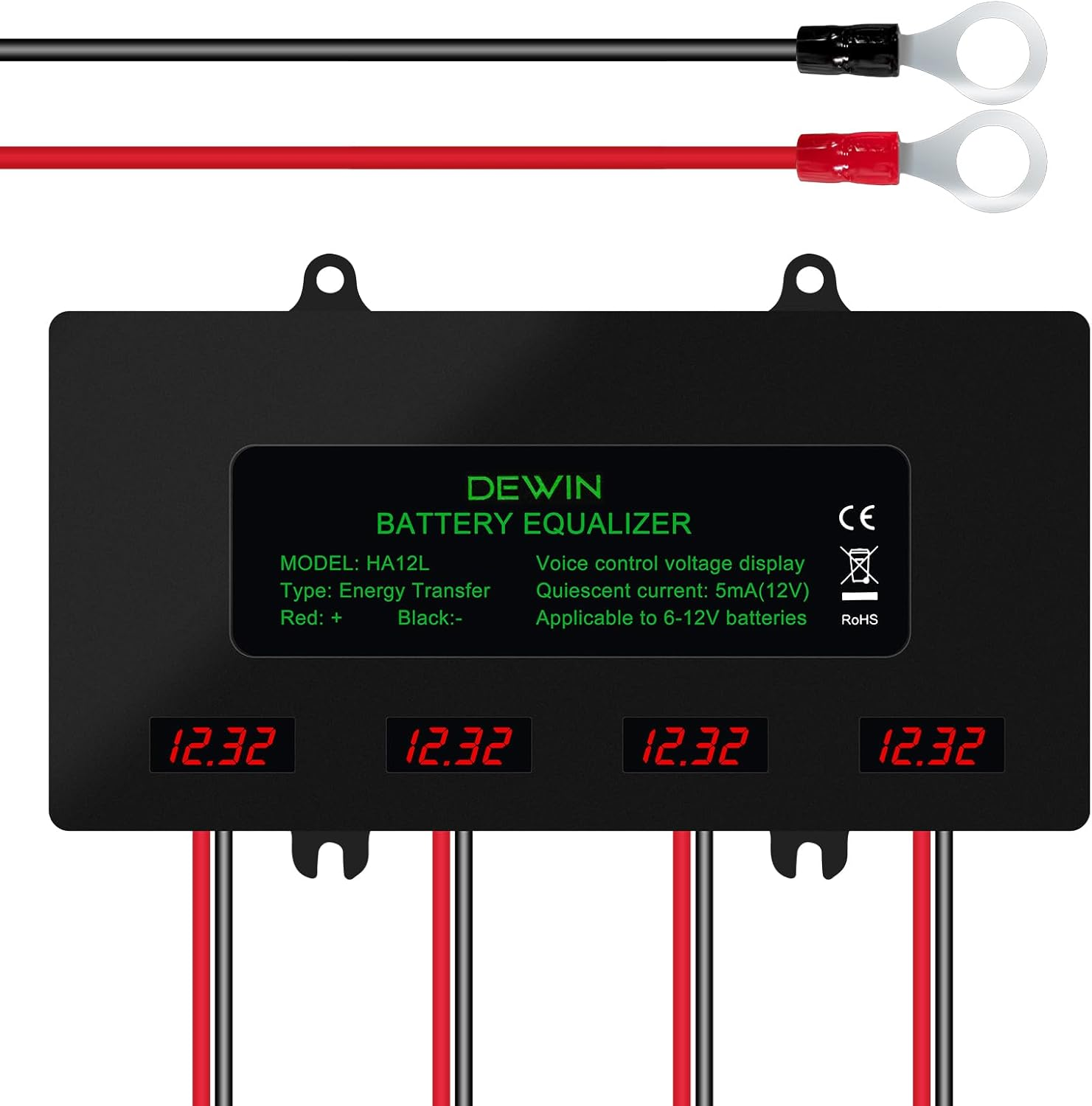 Wadukud Battery Equalizer, 48V Battery Equalizer, LED Digital Display 4 X 12V Battery Balancer for Lead Acid Lithium Battery image number 1