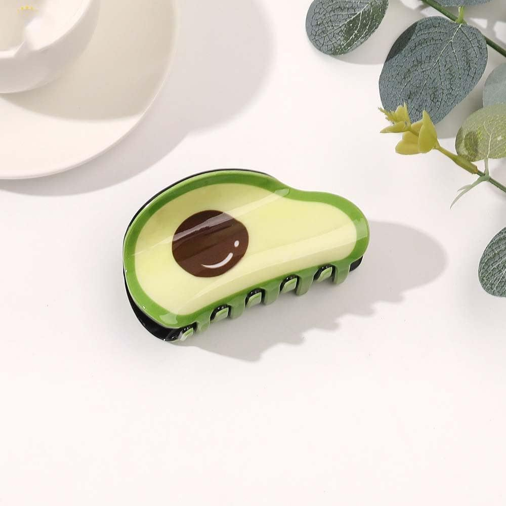 Grab Clip Creative Cute Women Hair Accessories Strawberry Shark Clip Vegetable Hair Catching Shark Clip, Acrylic Hair Claw Avocado image number 2