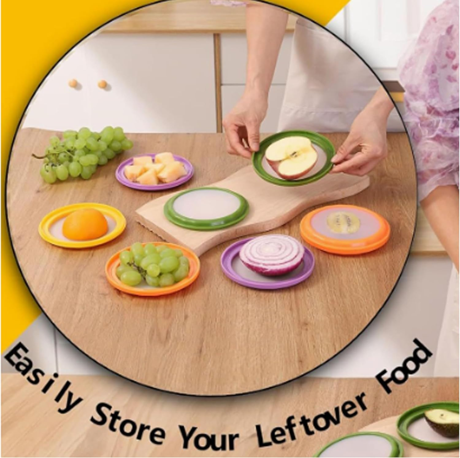 4 Piece Set Silicone Food Storage Containers, Avocado Saver and Onion Storage,Multifunctional and Perfect for Lemons Garlic Tomato Cheese, Potatoes Storage Containers Reusable image number 3