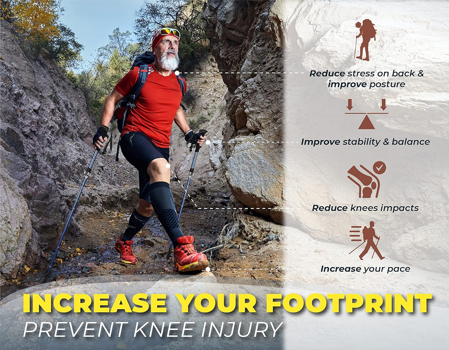 TREKOLOGY TREKZ SE Single Trekking Pole &ndash; Adjustable Folding Hiking Stick for Men & Women &ndash; Lightweight, EVA Foam Grip (Sweat Absorbing), Quick-Lock &ndash; Ideal for Hiking, Trail Running, Nordic Walking