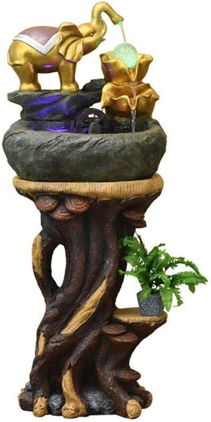 Outdoor Fountain Elephant Indoor Water Fountain, Decoration with Rolling Ball, Floor Standing Decorative Ornament for Home, Office, Bedroom