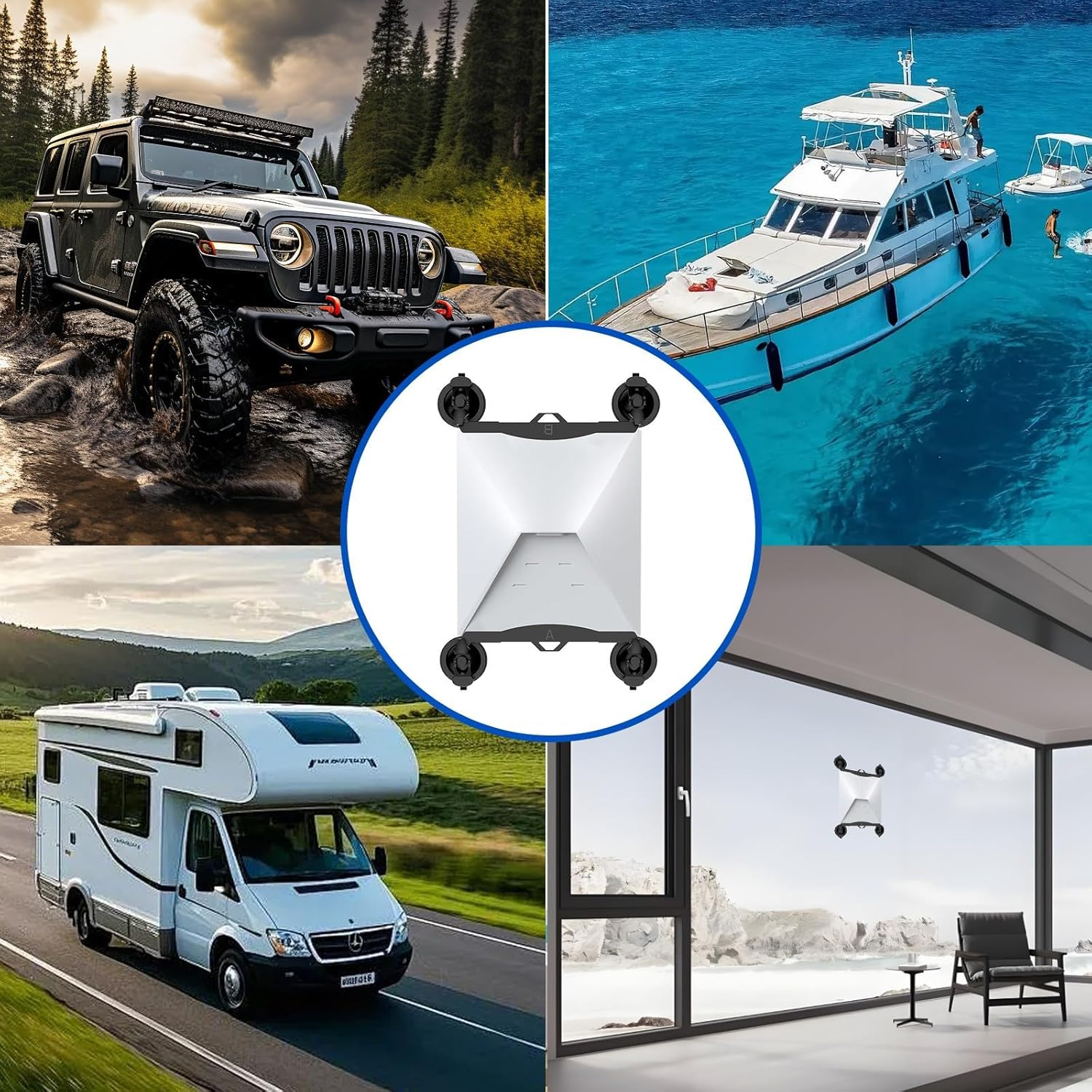 Starlink Mini Suction Cup Mount - 360&deg; Adjustable Sunroof/Rear Window/Roof Mount Kit with 4X Strong Vacuum Cups for Car, RV, Boat, Truck (Vibration-Resistant)​ image number 3