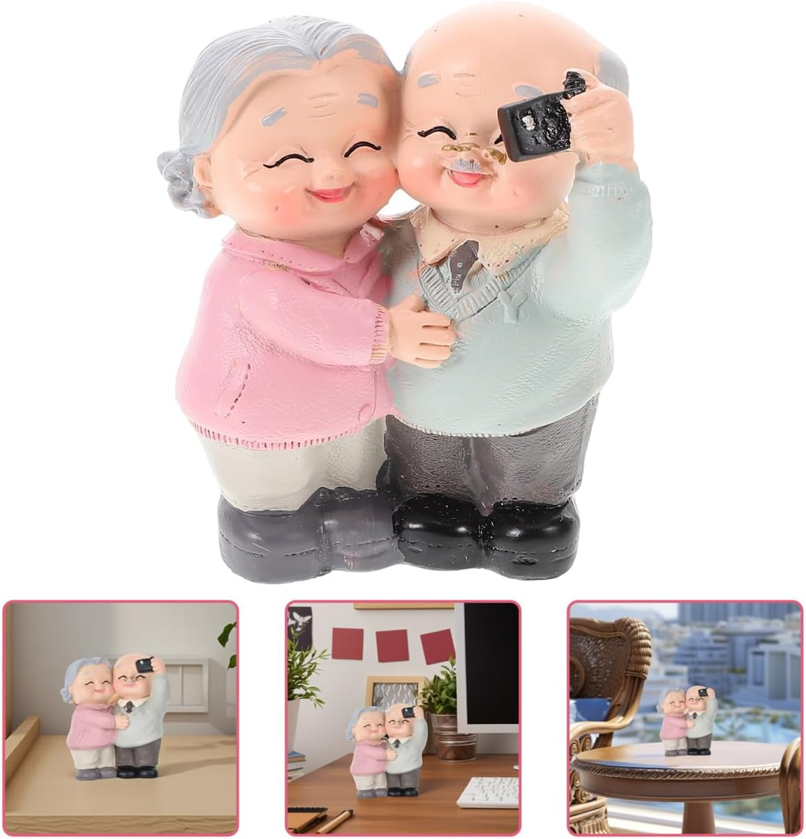 Veemoon Elderly Couple Figures Older Couple Figure Cake Figurines Grandparents Old Couples Figures Cake Grandma Grandpa Desktop Ornament for Valentines Day Anniversary Party Decoration