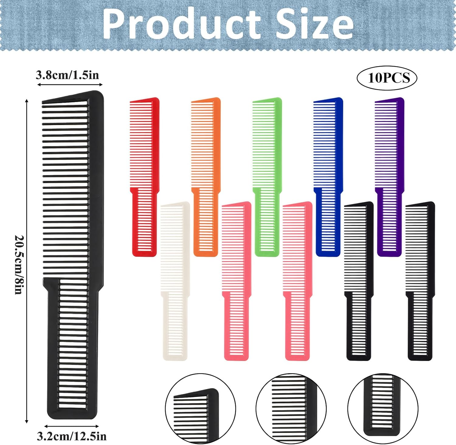Barber Comb, 10 Pcs Hair Cutting Comb Professional Fine Tooth Clipper Comb Plastic All Purpose Hair Comb Set Hair Styling Tools for Men Women Stylists Home Salon (8 Colors) image number 6